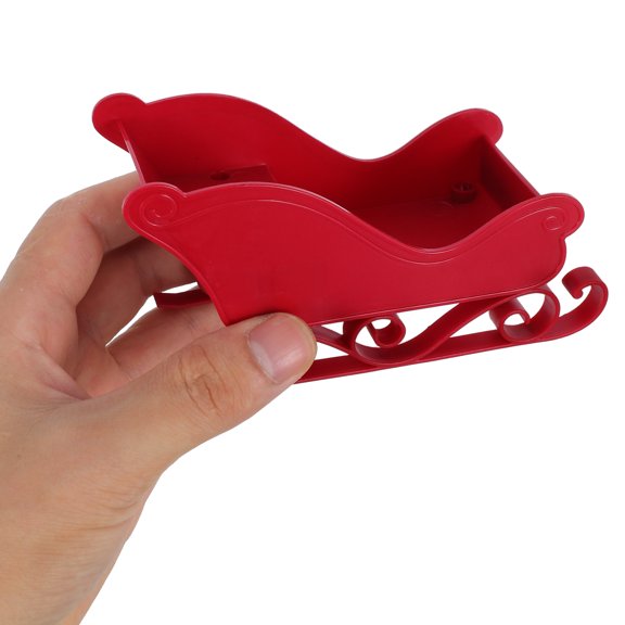 SOPOTUTU Set of 2 Small Red Santa Sleigh Bowls for Christmas Village Decor and Festive Office Display
