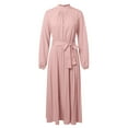 thumbnail image 3 of Women's Autumn And Winter Elegant Stand Collar Long Sleeve Waist Pleated Long Dress Dress Women Dresses Semi Formal Ladies Suit Two Piece Long Skirt Outfits for Women Bathing Suit Skirts Long Woman, 3 of 8