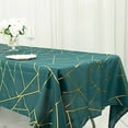 thumbnail image 5 of BalsaCircle 60" x 102" Peacock Teal Gold Metallic Geometric Design Polyester Rectangle Tablecloth, 5 of 8