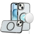 thumbnail image 2 of For Apple iPhone 14 Pro Case, Transparent Back Hybrid Case - Magnetic Circle, Color Frame, Metal Buttons, MagSafe Compatible Phone Cover (Black), 2 of 10
