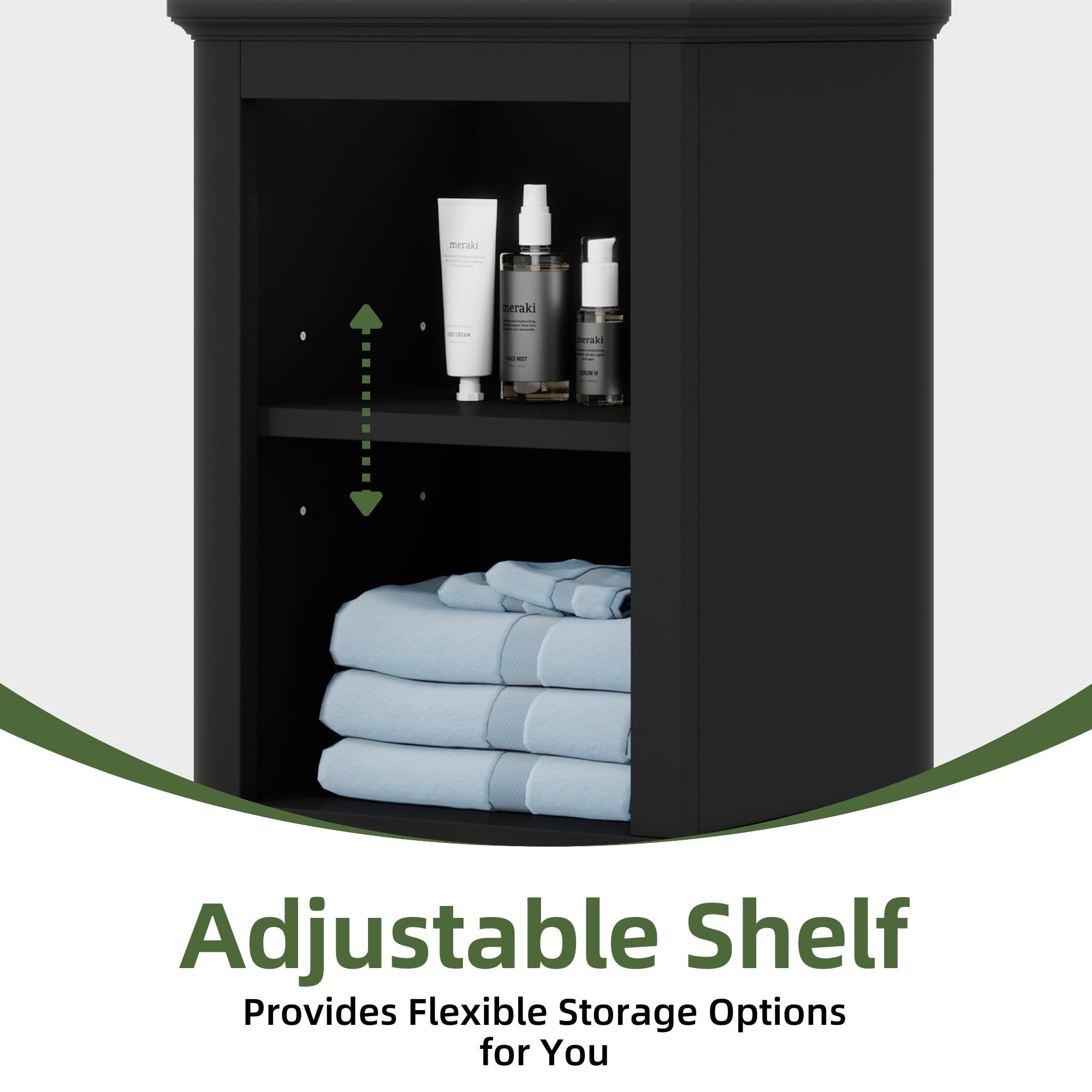 Uforic Bathroom Storage Cabinet with Drawer, Laundry Hamper Cabinet with Basket, Black