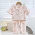 thumbnail image 2 of Fesfesfes Children's Summer Pajama Set Printed Short Sleeve Lapel Sleepwear,Comfortable 2-Piece Nightclothes,Soft and Breathable for Boys Girls Home or Travel(Multicolor#1,5-6 Years), 2 of 3