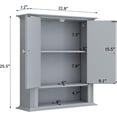 thumbnail image 2 of Wall Mounted Bathroom Cabinet Wooden Storage Cabinet with 2 Doors & Adjustable Shelf, Hanging Wall Cabinet Over Toilet, Upper Cabinet Storage Cupboard forBathroom, Kitchen,Laundry Room, Light Grey, 2 of 8