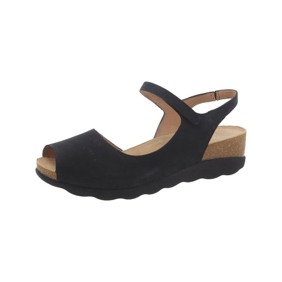 Dansko Womens Marcy Milled Leather Peep Toe Wedge Sandals