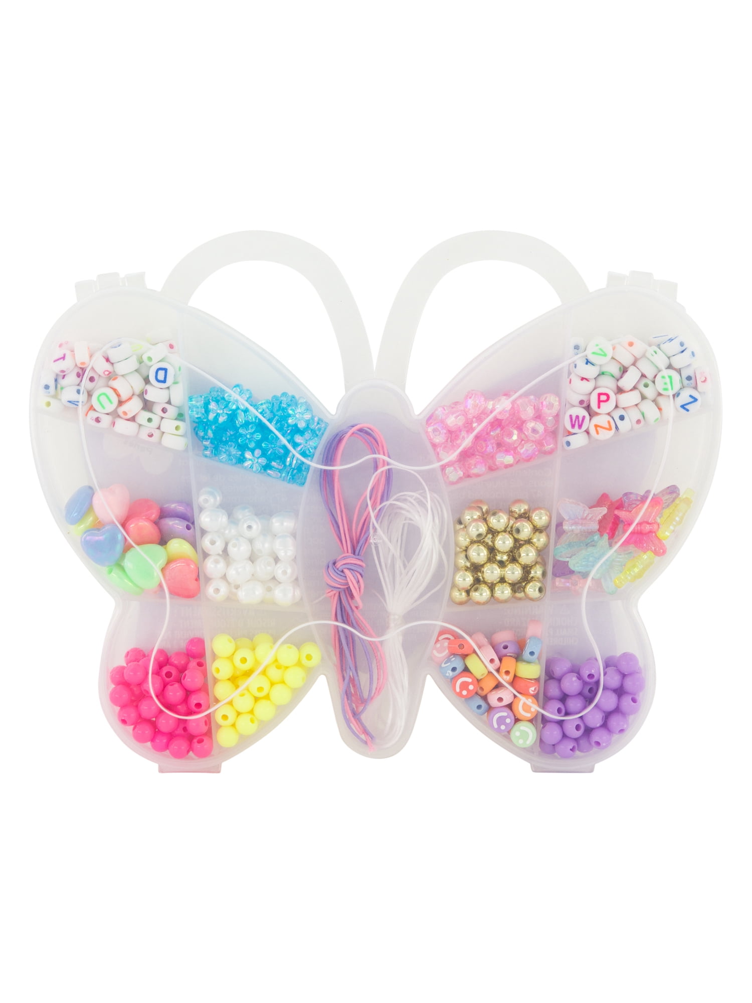 Claire's Children's Rainbow Bead Bracelet & Necklace Making Kit in Butterfly Case