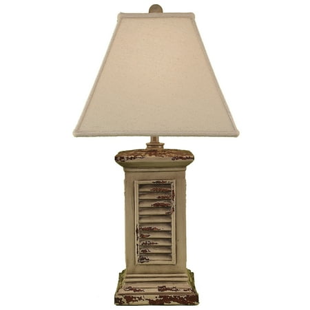 Aged Cottage Square Shutter Pot Table Lamp Aged Cottage Square Shutter Pot Table Lamp