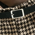 thumbnail image 5 of Toddler Kid Little Girls Ruffle Long Sleeve Turtleneck Tops Houndstooth Plaid Shorts with Belt 3Pcs Fall Winter Outfits Clothes, 5 of 9