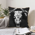 thumbnail image 4 of KLL White Black Sheep skull Decorative Throw Pillow Covers Velvet Soft for Couch Sofa Bedroom Living Room Outdoor (No pillow core)- 20"x20", 4 of 5