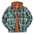 thumbnail image 1 of Chaqueta Sherpa para hombre, sudadera con capucha de forro polar grueso a cuadros, informal, con cremallera, cálida, para otoño e invierno, camisas de corte relajado, 1 of 5