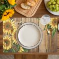 thumbnail image 4 of Sunflower Placemats Set of 12, Farmhouse Floral Bee Brown Vintage Wood Grain Placemats for Dining Table, Place Mats for Kitchen Tabletop, Waterproof Wipeable Dining Table Mats Set, 4 of 9