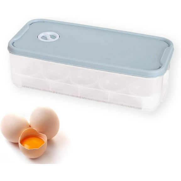 Egg Container With Lid, Egg Holder for Fridge Clear Eggs Trays Stackable Egg Storage Container Plastic Organizer Bins for 10 Eggs