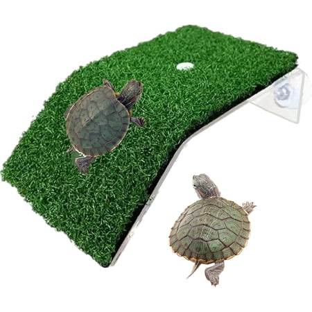 Small Turtle Resting Basking Platform, Simulation Grass Turtles Ramp, Lawn Tortoise Climbing Ladder Resting Terrace Turtle Dock Floating Décor for Reptile Frog Terrapin