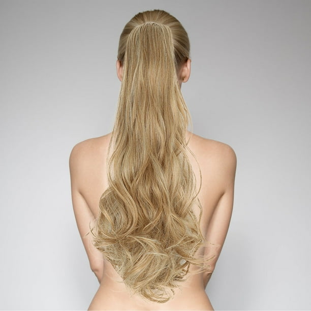Xihbxyly Peluca de Cola de Caballo de Pelo Largo y Rizado, Estilo Europeo, Fácil de Sujetar, Ligera y Cómoda, con Diversos Colores y Estilos, para Uso Diario, Accesorio para Extensiones de Cabello.