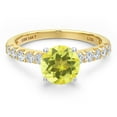thumbnail image 3 of Gem Stone King 14K Two Tone Gold Canary Mystic Topaz and Lab Grown Diamond Engagement Ring for Women | 1.38 Cttw | Round 6MM | Gemstone November Birthstone | Size 9, 3 of 6