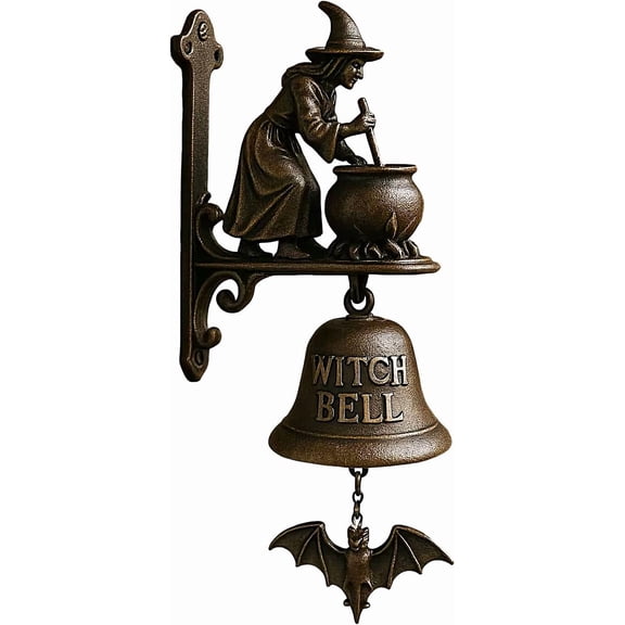 Halloween Indoor Decor,Witch Shopkeepers Bell | Vintage Door Bell | Witch Outdoor Chime Bells for Door Opening | Hanging Welcome Doorbell for Front Do-or, Porch, Home