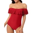 thumbnail image 5 of Csndyce off Shoulder One Piece Swimsuits Women Bathing Suits Tummy Control Sexy Halter Bikini Female, 5 of 5