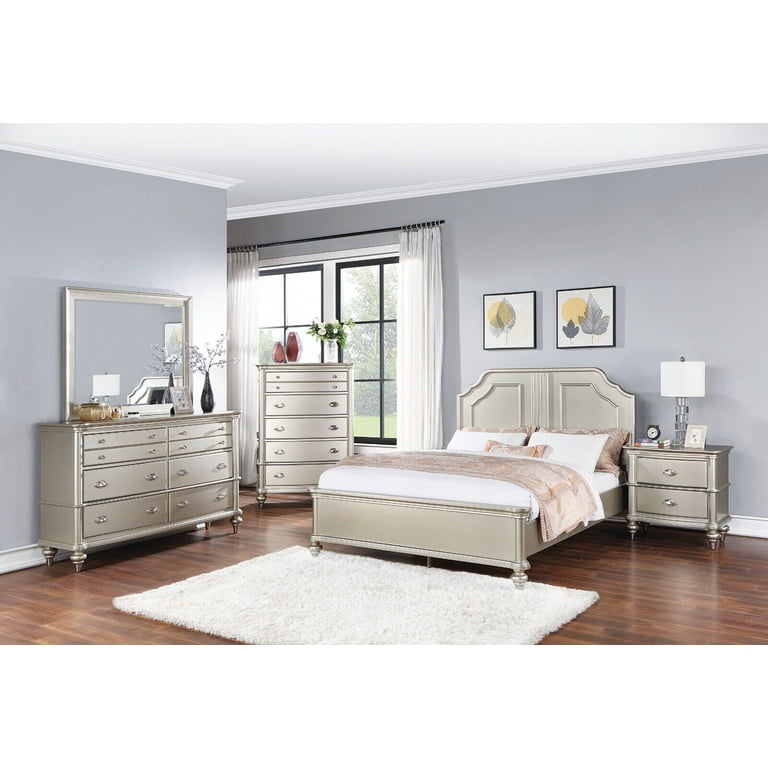 Silver dresser and nightstand set discount