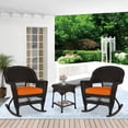 thumbnail image 4 of Jeco 3pc Wicker Rocker Chair Set in Espresso with Orange Cushion, 4 of 11