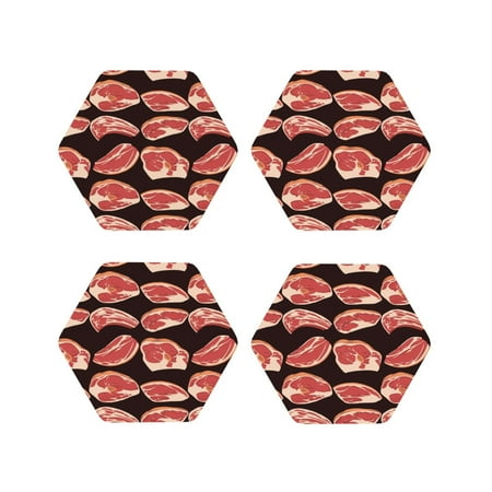 

Leather Coasters with Heat-resistant for Drinks steak print B -标题2 Hexagon