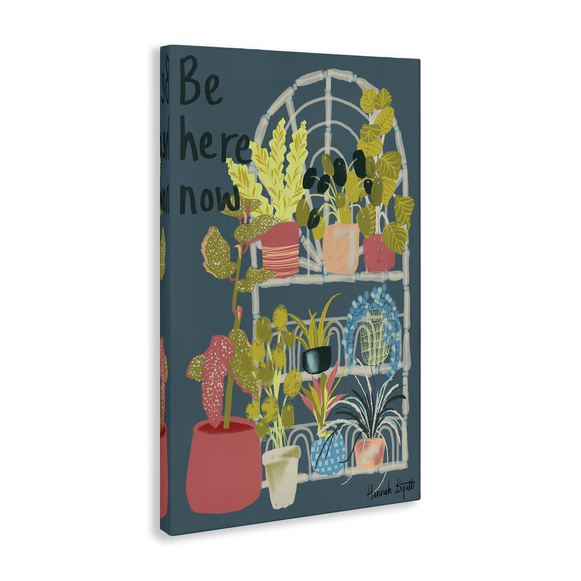 Stupell Industries Be Here Now Plant Shelf Plants & Flowers Painting Wrapped Canvas Art Print Wall Art, 16 x 24