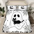 thumbnail image 2 of Feelyou Funny Halloween Ghost Full Size Sheets, Gothic Spider Web Bed Sheets, Teens Boys Girls Kids Sheet Sets, Super Cozy Room Decor, 4 Pieces, 2 of 7