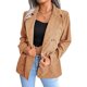 thumbnail image 2 of Chaqueta con botones Diseño reversible Color puro Manga larga Moda Slim Fit Casual Abrigo de mujer para otoño invierno Caqui XL, 2 of 5