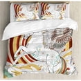 thumbnail image 3 of Unicorn Twin Size Duvet Cover Set, Pop Art Culture Graphic of Ancient Unicorn with Angel Wings on Spiral Backdrop Artwork, Decorative 2 Piece Bedding Set with 1 Pillow Sham, Multi, by Ambesonne, 3 of 3