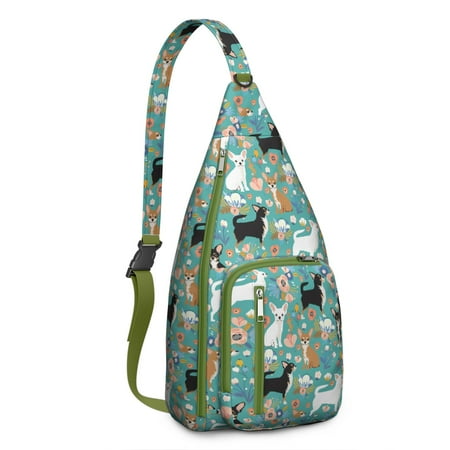 Whimsical Dog Print Crossbody Bag - Vintage Puppy Illustration Sling Pack (Breathable & Comfortable  Adjustable Strap)