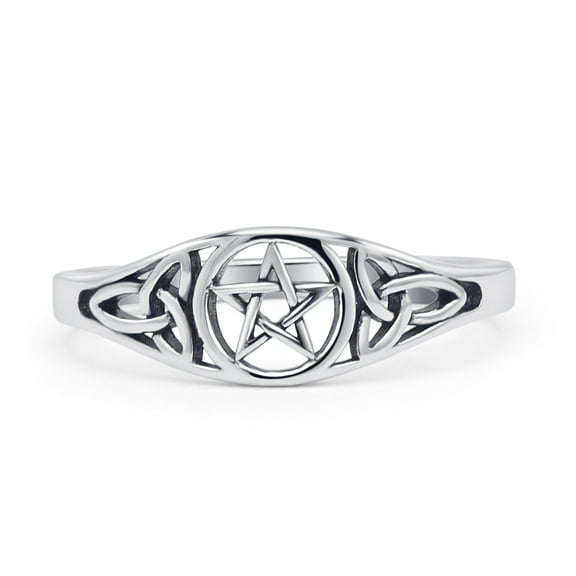 Minimalist Star Of David Trinity Oxidized thumb Ring 925 Sterling Silver Size 4