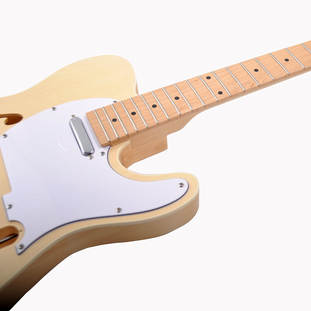 RSW DIY Electric Guitar Kit-Semi-Hollow Basswood Body, Maple Neck and Fingerboard, Chrome Hardware, 22 Frets