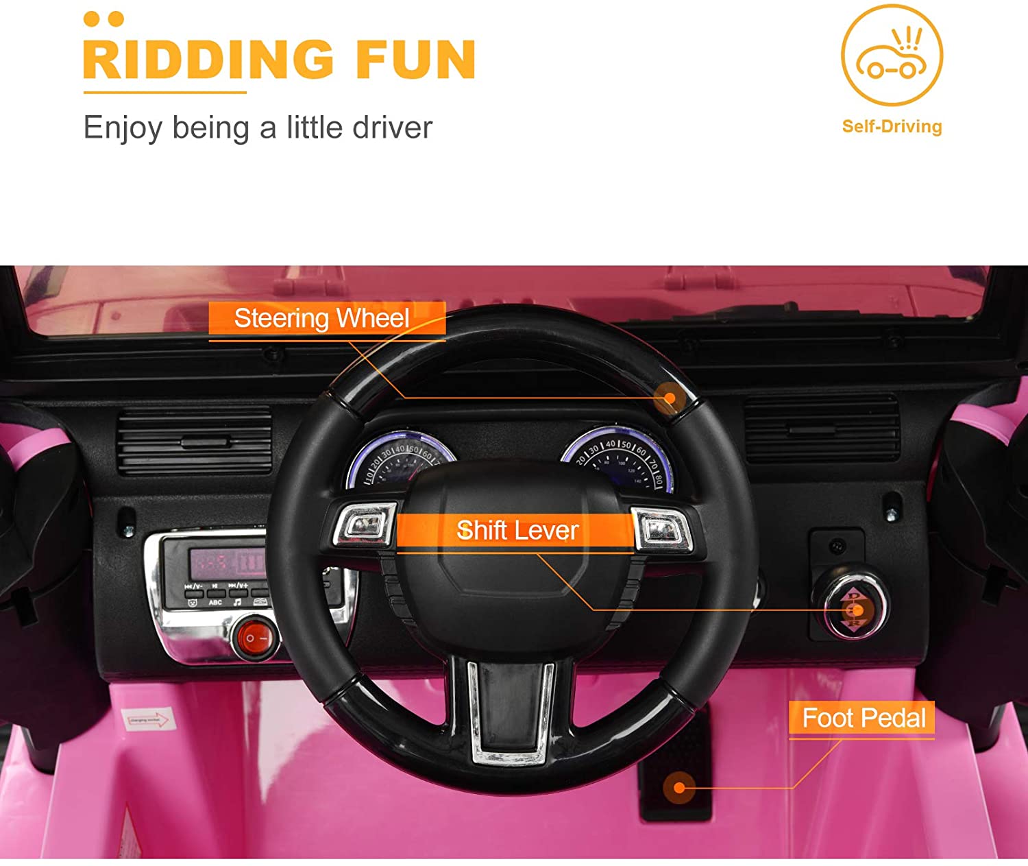 Uenjoy Pink 12 V SUV 2 Speed Powered Ride-On