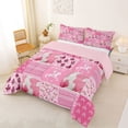 thumbnail image 3 of jejeloiu Pink Western Cowgirl Queen Comforter Set Kids,Girly Patchwork Plaid Buffalo Bedding Comforter Set,Reversible,3 Pieces, 3 of 8