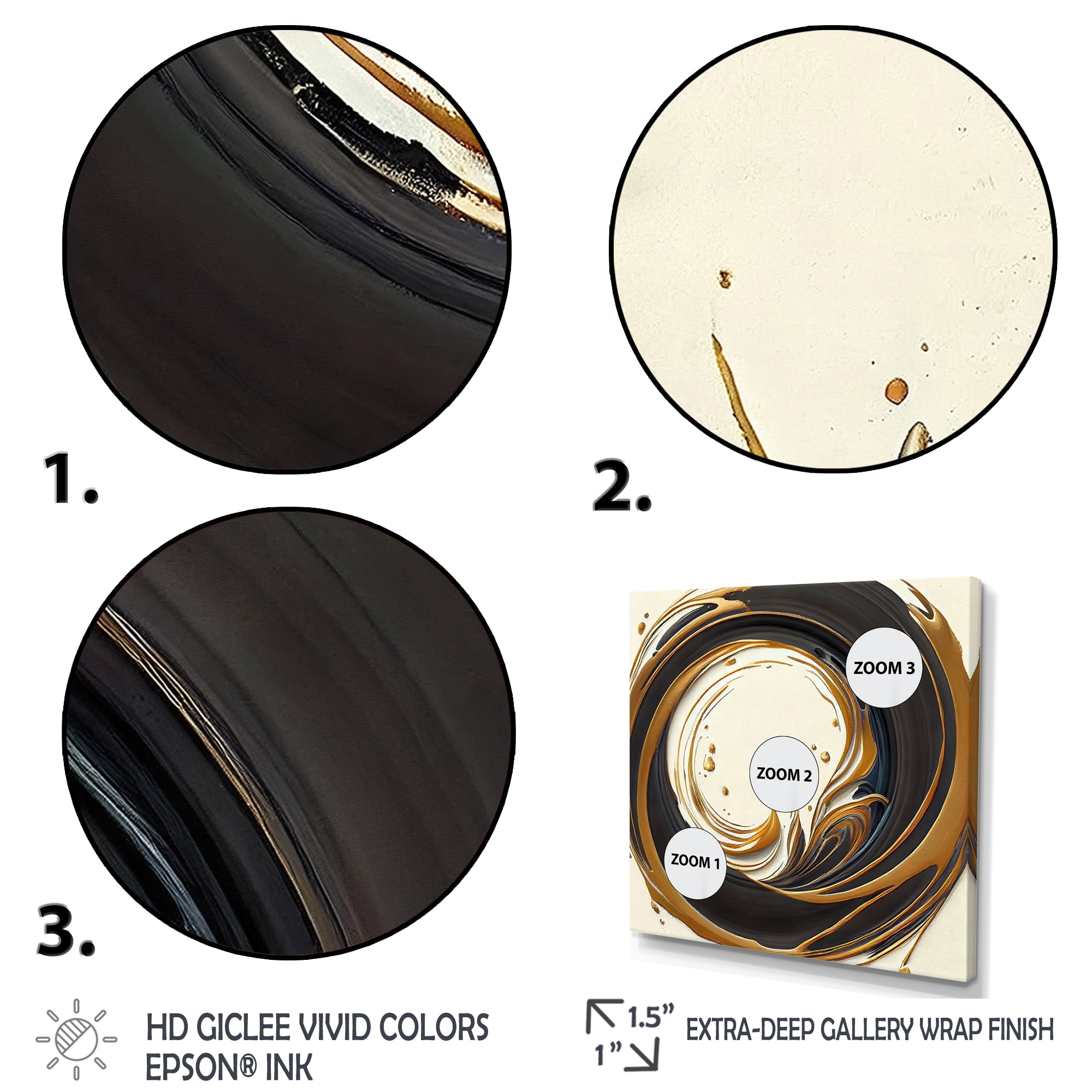 Designart Gold Glamour Circle 1 I Canvas Wall Art