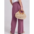 thumbnail image 3 of ANRABESS Women Linen Palazzo Pants Summer Boho Wide Leg High Waist Casual Lounge Pant 2026 Beach Travel Vacation Outfits Purple XL, 3 of 10