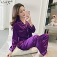thumbnail image 1 of 2Pcs Women Satin Silk Sleepwear Pyjamas Set Pijama Suit Female Sleep Two Piece Set Loungewear Plus Size, 1 of 10