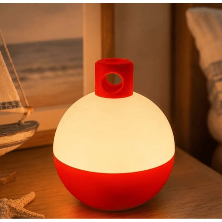 Fishing Bobber Night Light Dimmable Rechargeable LED Soft Warm Glow Table Lamp Resin Coastal Farmhouse Decor for Bedroom Hallway Bathroom Fishing Hobby Themed Gift for Men(1PCS)