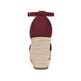 thumbnail image 2 of BLISSFUL STEP Women's Shoes Espadrille Platform Open Toe Ankle Strap Wedge Heels Sandals Burgundy 7, 2 of 7
