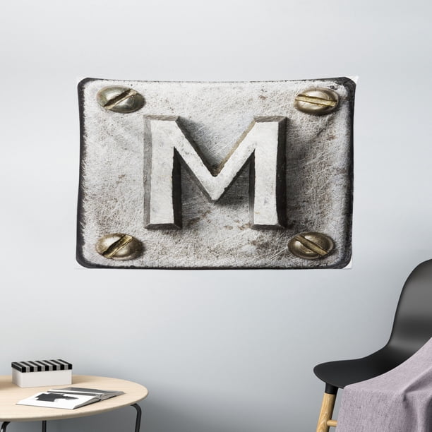 Letter M Tapestry, Zinc Iron Steel Alphabet Typeset with