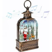 Snow Globe Christmas Snow Globe Red Lantern, Musical Sparkly Swirling Snow