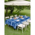 thumbnail image 4 of Outdoor Tablecloth with Umbrella Hole for Patio/Picnic/Party/Camping, Blue Boho Waterproof Table Cloth Rectangle Table Cover Washable, Abstract Geometric Bohemia Ethnic Striped (54"x 80"), 4 of 8