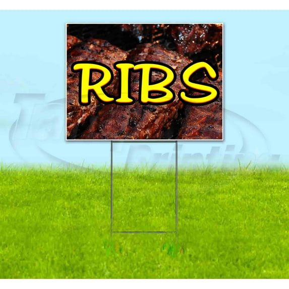 Ribs (18" x 24") Yard Sign, Includes Metal Step Stake