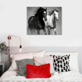 thumbnail image 4 of COMIO  Wild Horses Canvas Wall Art - Black White Horse Racing Picture Two Vintage Animals Running Artwork Print Gallop Painting for Home Office Bedrooms, 4 of 4