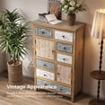 thumbnail image 6 of 27.7" Vintage Tall Storage Cabinet, Rustic Multicolor Carved Wood Cabinet with 7 Drawers & 2 Doors, Farmhouse Accent Furniture for Living Room, Dining Room, Hallway, 6 of 7