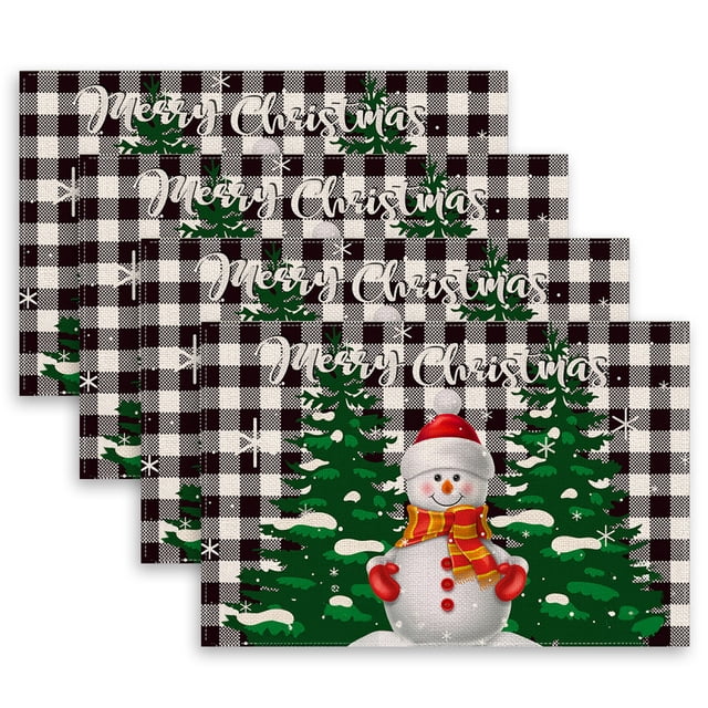 Mantel individual navideño reversible de tela resistente al calor, decoración navideña