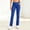 Blue, variant on Women Solid Mid Rise Yoga Pants Straight Leg Casual Workout Leggings with Pockets, Soft Stretch Activewear Trousers White