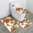 thumbnail image 1 of ABPHQTO Retrato abstracto mujer joven pelo rojo y flores y maquillaje Juego de alfombras de baño de 3 piezas Alfombra de baño Alfombra de contorno y tapa de inodoro, 1 of 2