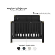 Baby Relax Miles 5-in-1 Convertible Crib, Solid Pine Wood, Black Black 5-in-