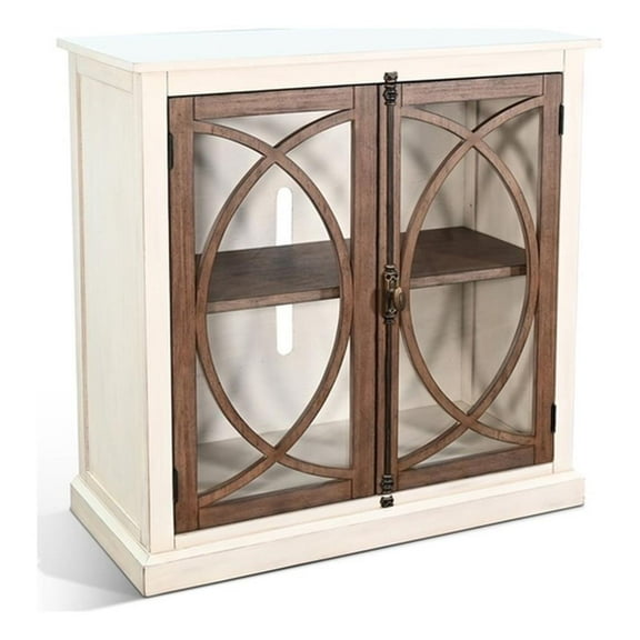 Pemberly Row Solid Wood 41" White Finish Wood Accent Cabinet