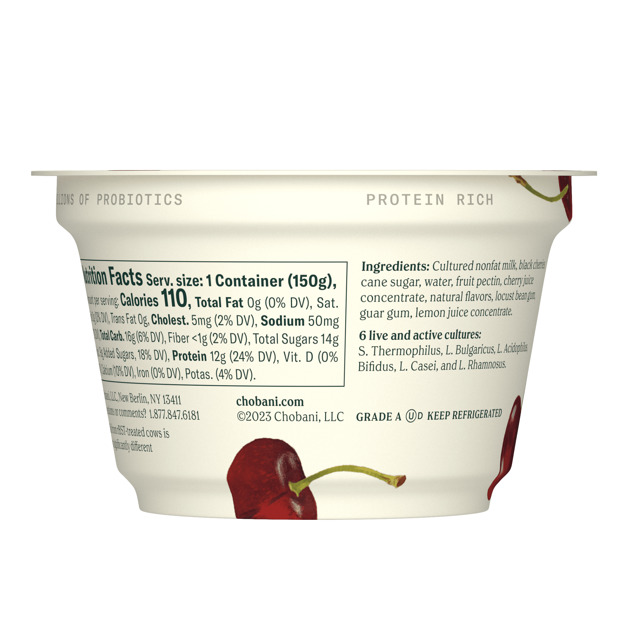 Chobani Non-Fat Greek Yogurt Black Cherry on The Bottom 5.3 oz Cup
