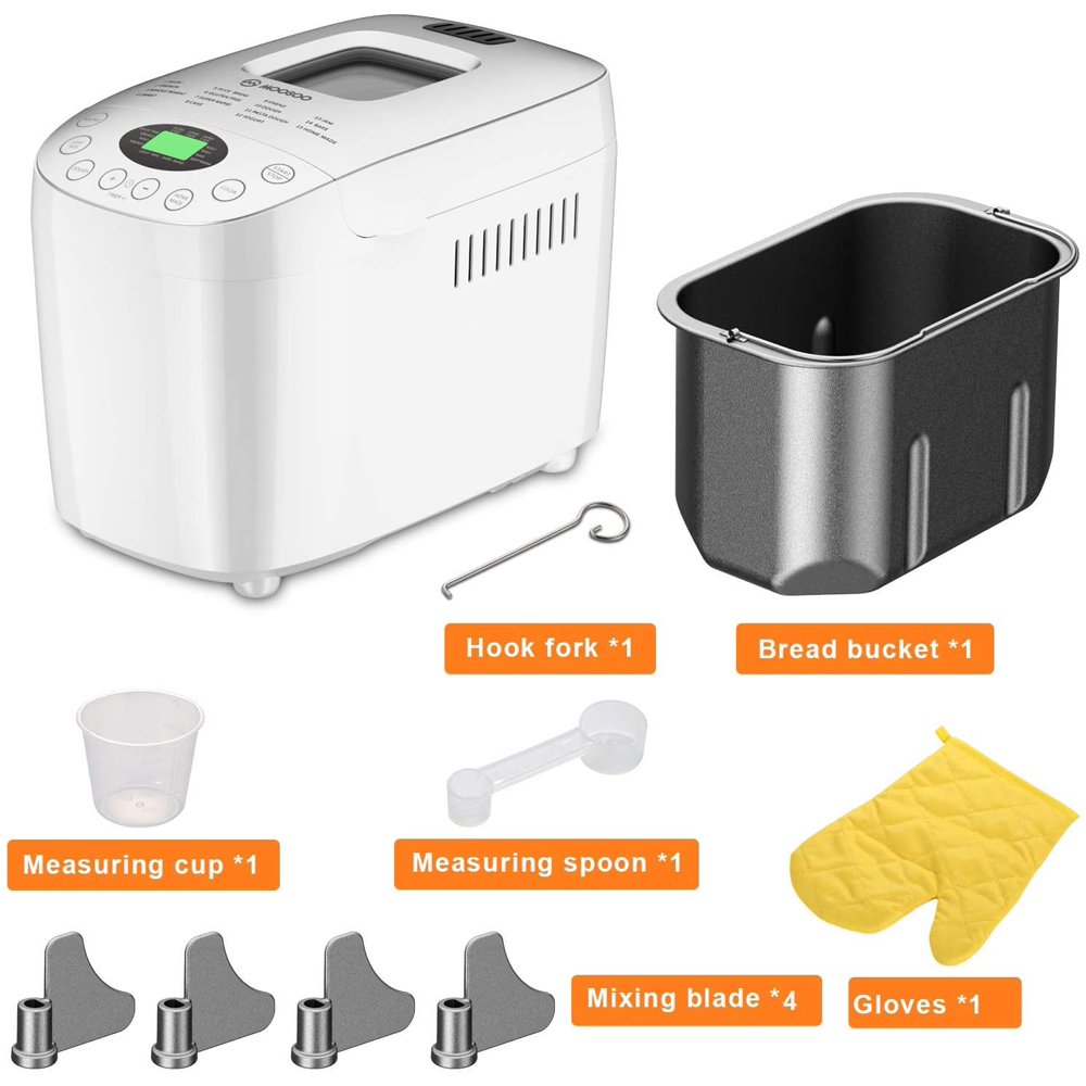 MOOSOO 3.5lb Bread Maker 850W Bread Machine LED Display with 15